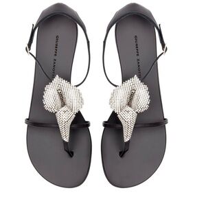 Giuseppe Zanotti Black Sandals with Crystal (  sole protection $65 included)